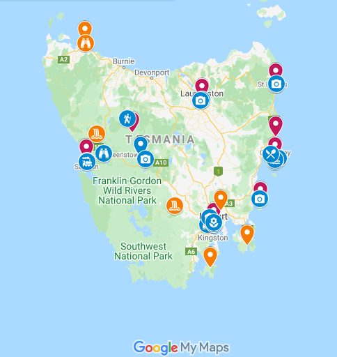Tasmania Road Trip Map